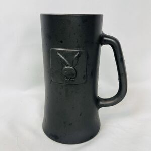 Vintage Playboy Bunny Beer Mug Matte Black Logo Stein Retro Barware Glass